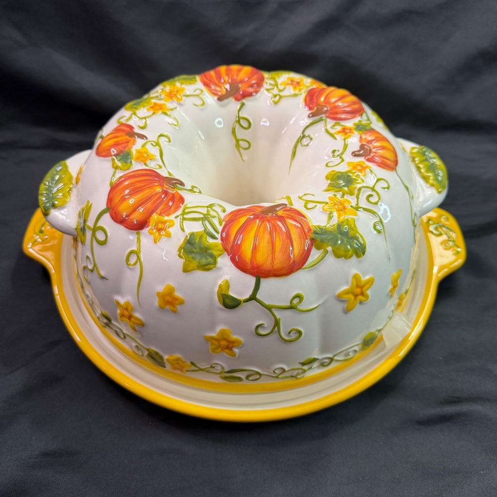 Temp-tations Figural Pumpkin Ceramic Baker and Tray Set PPP-HLD-822831